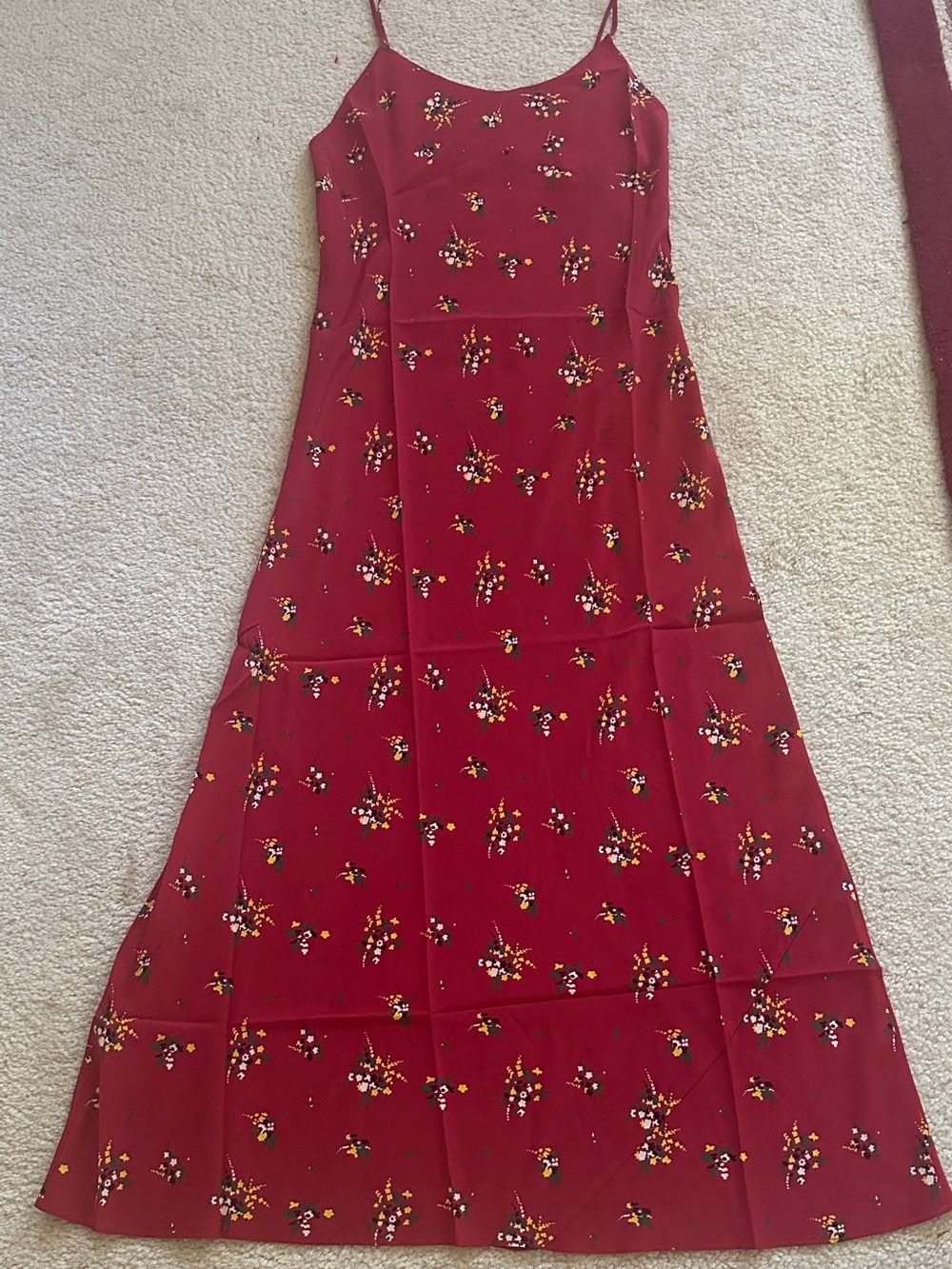 Realisation Par  Burgundy Floral Midi Dress 100% silk